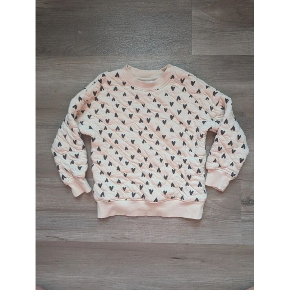 Hanna Andersson Heart Print Quilted Pullover Sweatshirt, 4T (U1)